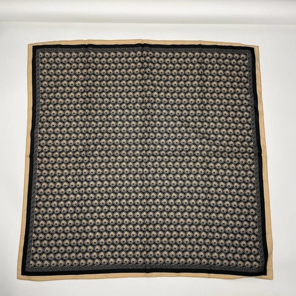 NEW Tan Black Cream Geometric Printed Silky Fashion Scarf - Picture 3 of 8